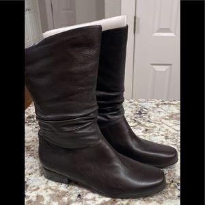 Brown leather boots
